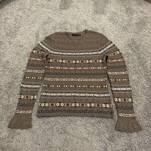 Polo Ralph Lauren Fair Isle Lightweight Aztec Sweater Cream Medium Striped